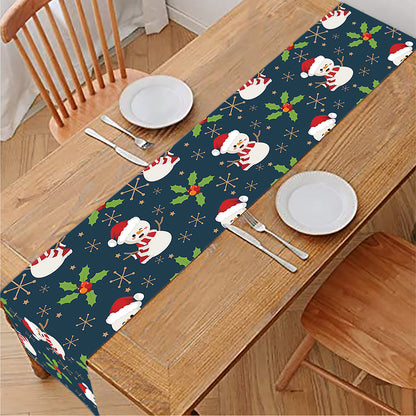 Santa Snowman Pattern Print Table Runner