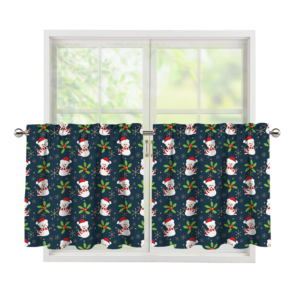 Santa Snowman Pattern Print Tier Curtains