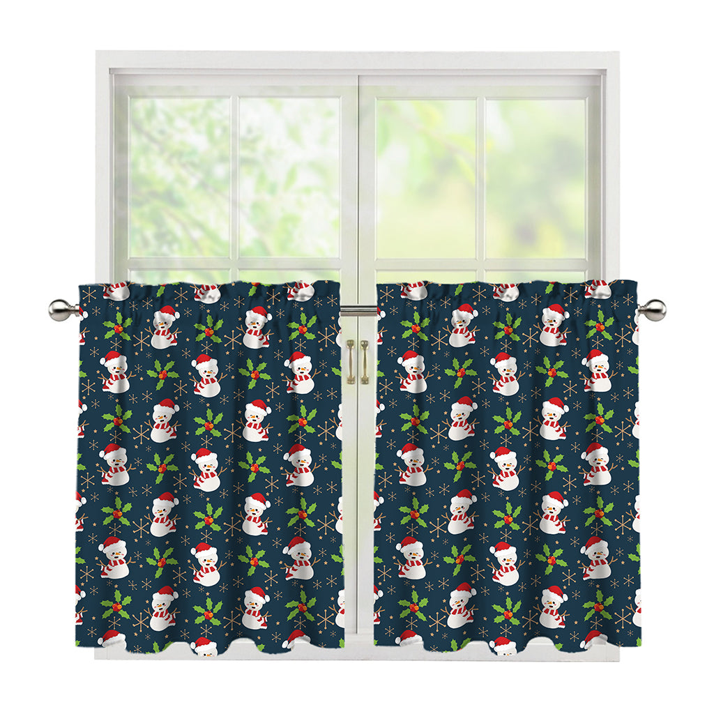 Santa Snowman Pattern Print Tier Curtains