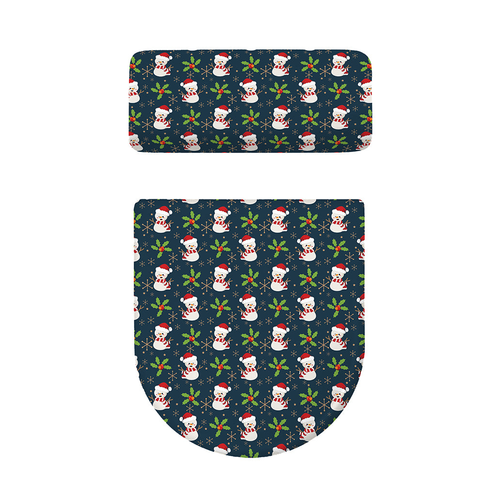 Santa Snowman Pattern Print Toilet Lid And Tank Cover Set