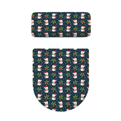 Santa Snowman Pattern Print Toilet Lid And Tank Cover Set