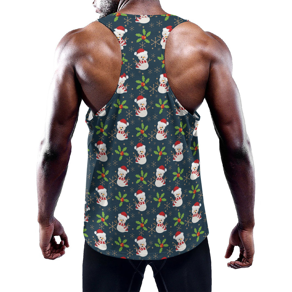 Santa Snowman Pattern Print Training Tank Top