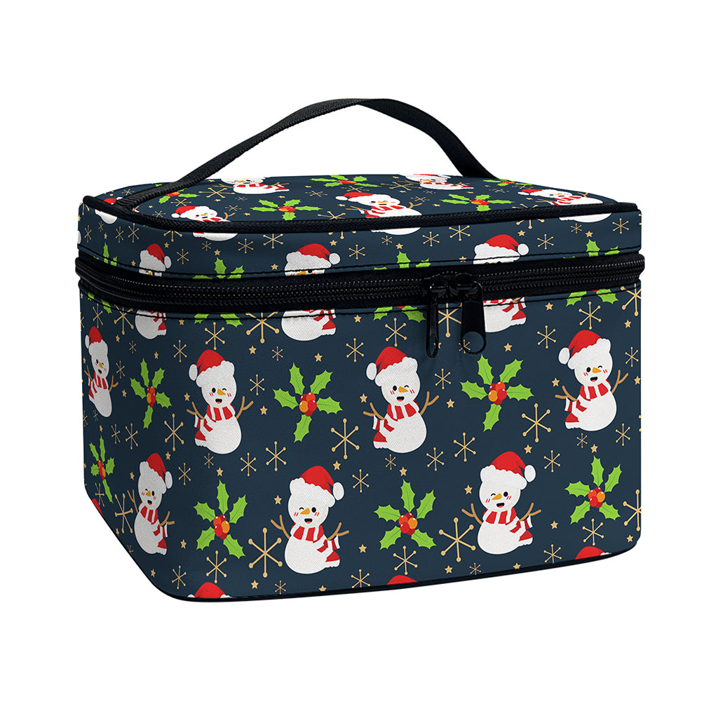 Santa Snowman Pattern Print Travel Makeup Bag