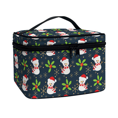 Santa Snowman Pattern Print Travel Makeup Bag