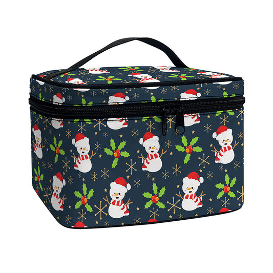 Santa Snowman Pattern Print Travel Makeup Bag