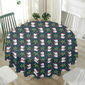 Santa Snowman Pattern Print Waterproof Round Tablecloth