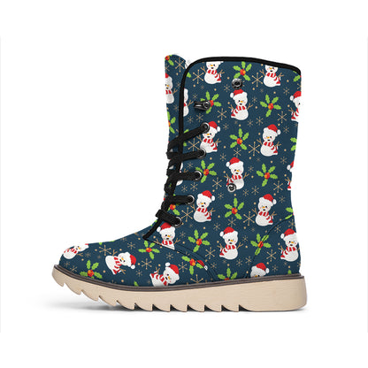 Santa Snowman Pattern Print Winter Boots
