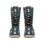 Santa Snowman Pattern Print Winter Boots