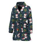 Santa Snowman Pattern Print Women's Bathrobe