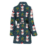 Santa Snowman Pattern Print Women's Bathrobe