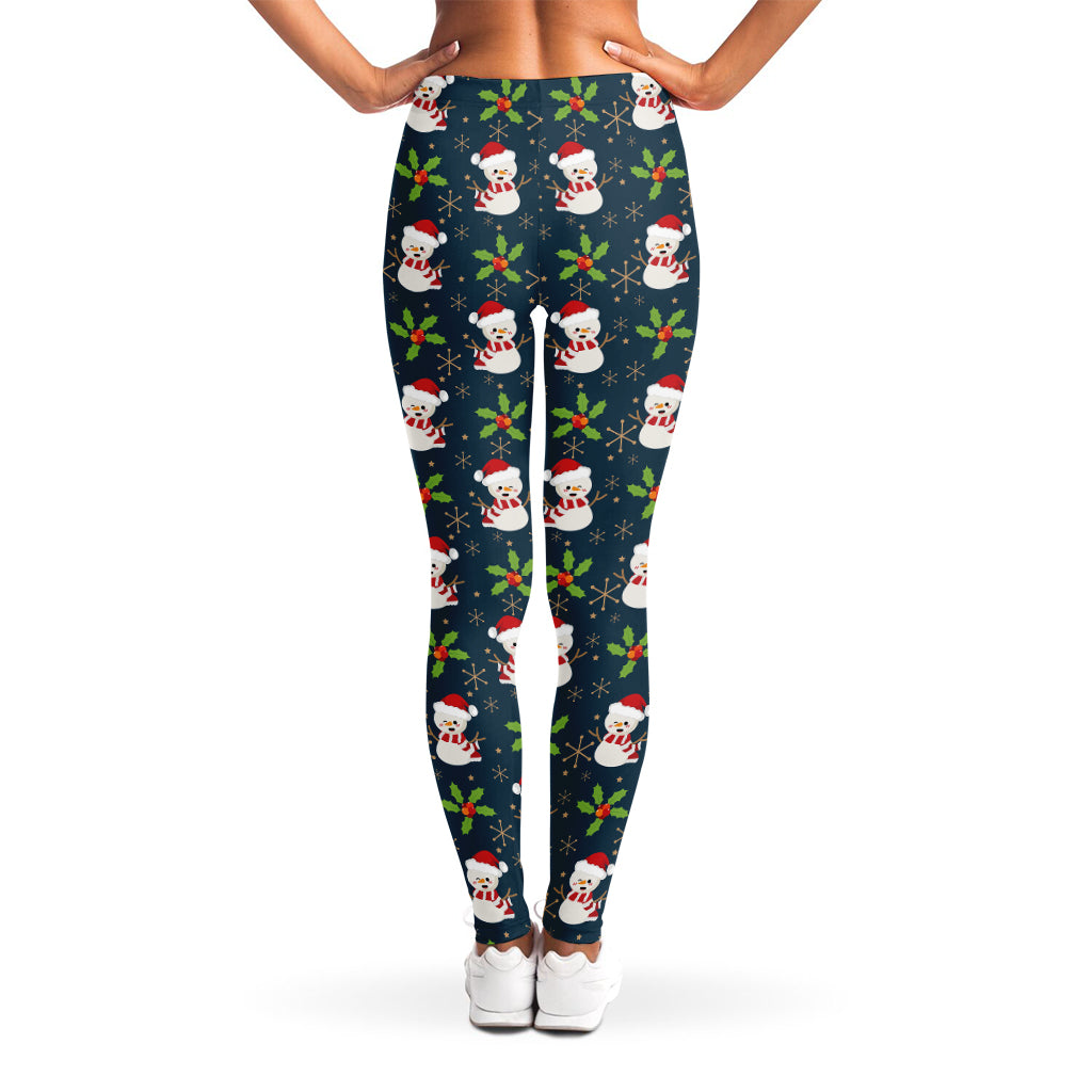 Santa Snowman Pattern Print Women's Leggings