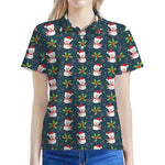 Santa Snowman Pattern Print Women's Polo Shirt