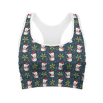 Santa Snowman Pattern Print Women's Sports Bra