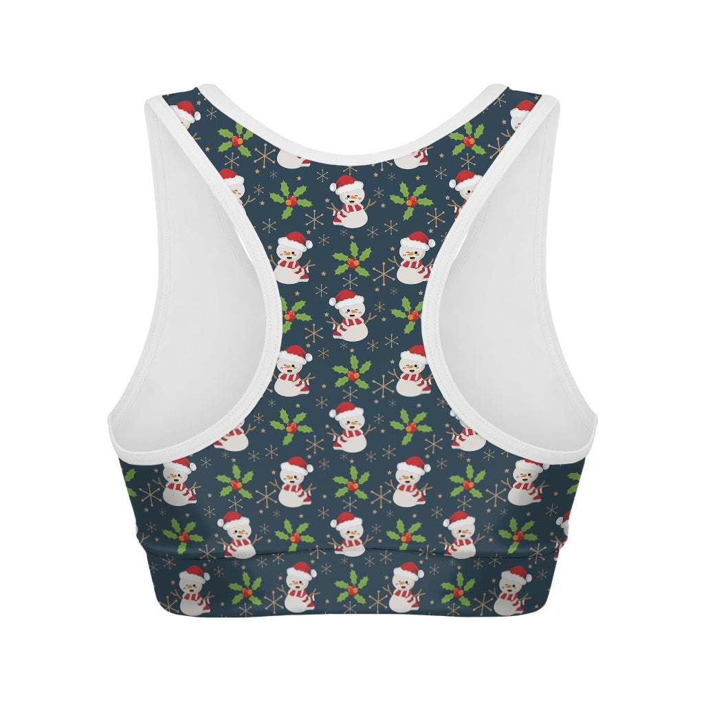 Santa Snowman Pattern Print Women's Sports Bra