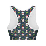 Santa Snowman Pattern Print Women's Sports Bra