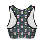 Santa Snowman Pattern Print Women's Sports Bra