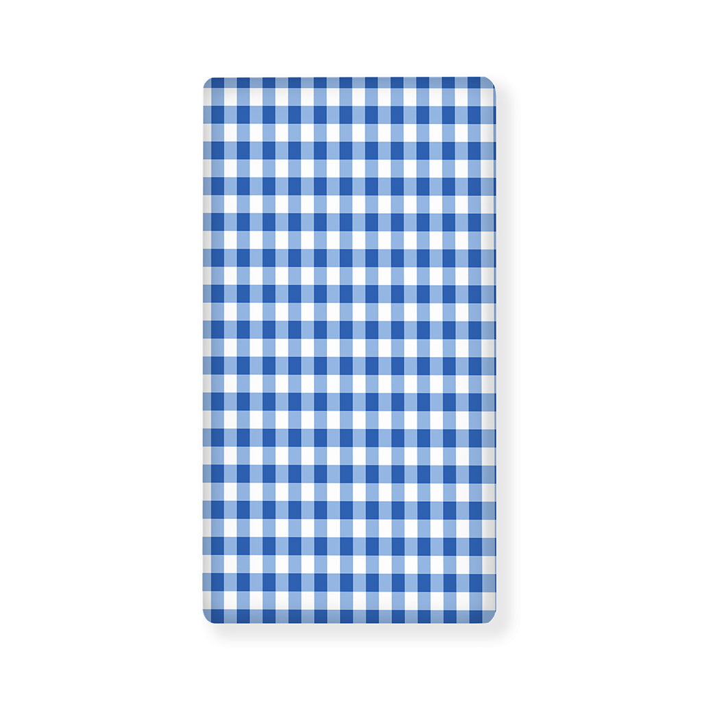 Sapphire Blue Check Pattern Print Baby Crib Sheet