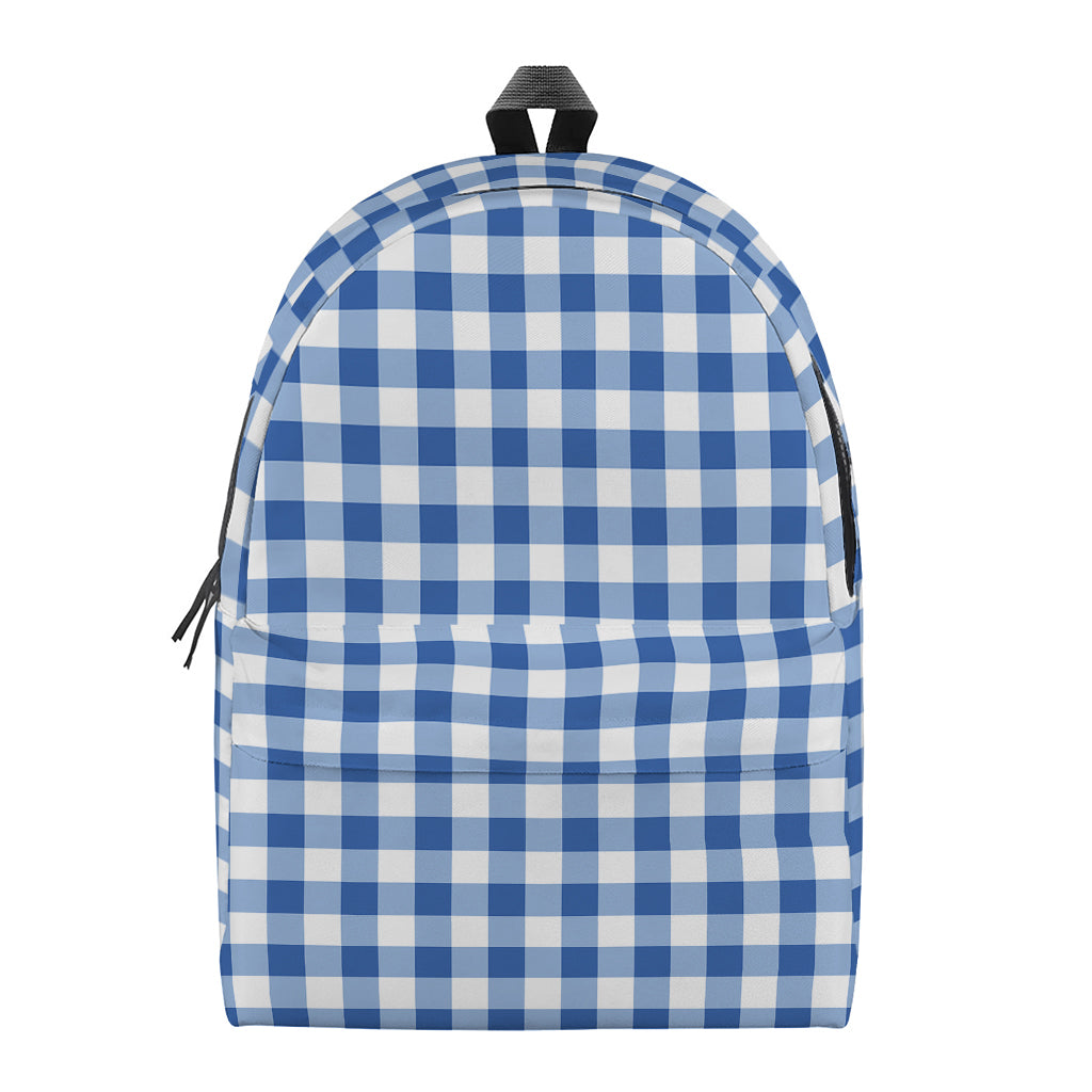 Sapphire Blue Check Pattern Print Backpack