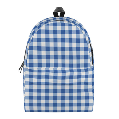 Sapphire Blue Check Pattern Print Backpack