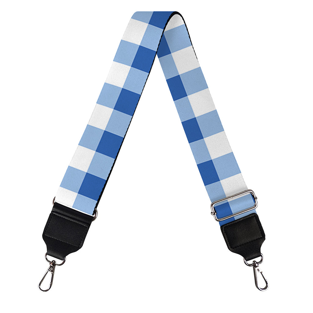 Sapphire Blue Check Pattern Print Bag Strap