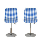 Sapphire Blue Check Pattern Print Bar Stool Covers