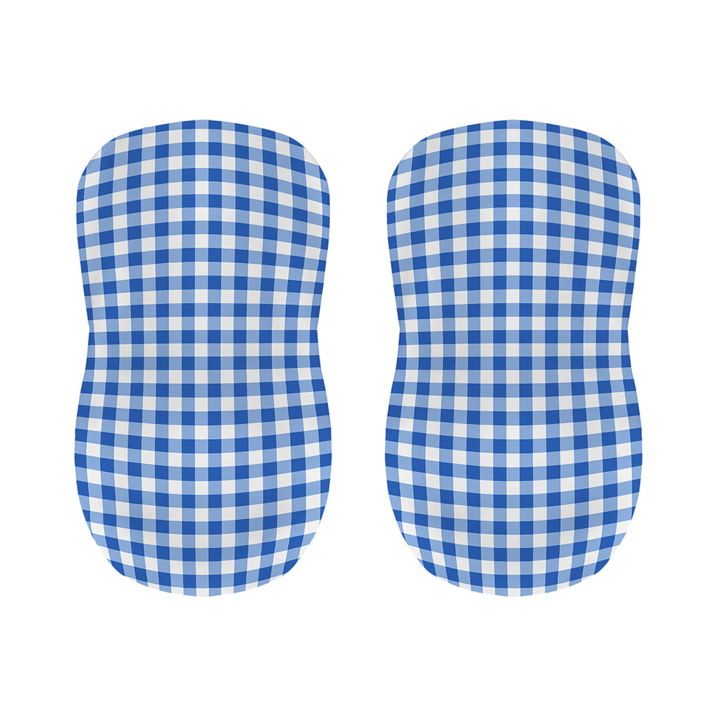 Sapphire Blue Check Pattern Print Bar Stool Covers