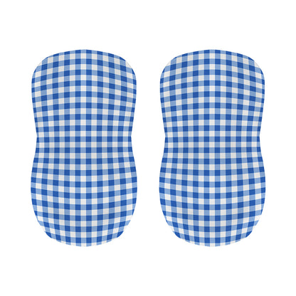 Sapphire Blue Check Pattern Print Bar Stool Covers