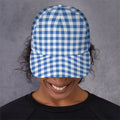 Sapphire Blue Check Pattern Print Baseball Cap