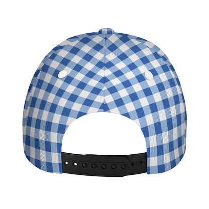 Sapphire Blue Check Pattern Print Baseball Cap