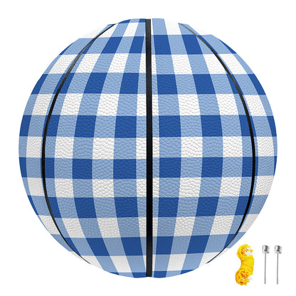 Sapphire Blue Check Pattern Print Basketball