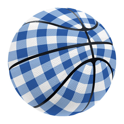 Sapphire Blue Check Pattern Print Basketball