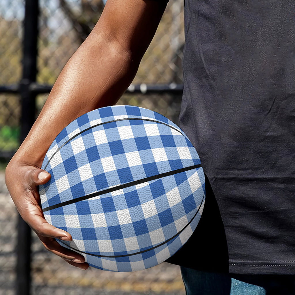 Sapphire Blue Check Pattern Print Basketball