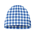 Sapphire Blue Check Pattern Print Beanie
