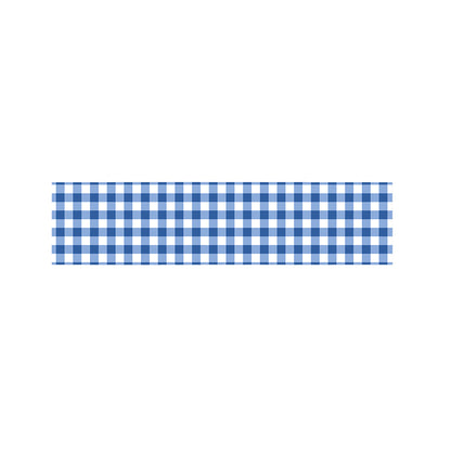 Sapphire Blue Check Pattern Print Bed Runner