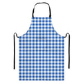 Sapphire Blue Check Pattern Print Bib Apron With Pocket
