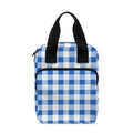 Sapphire Blue Check Pattern Print Bible Tote Bag