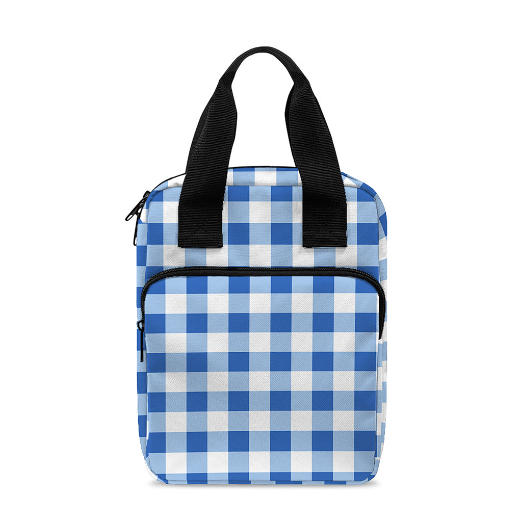 Sapphire Blue Check Pattern Print Bible Tote Bag