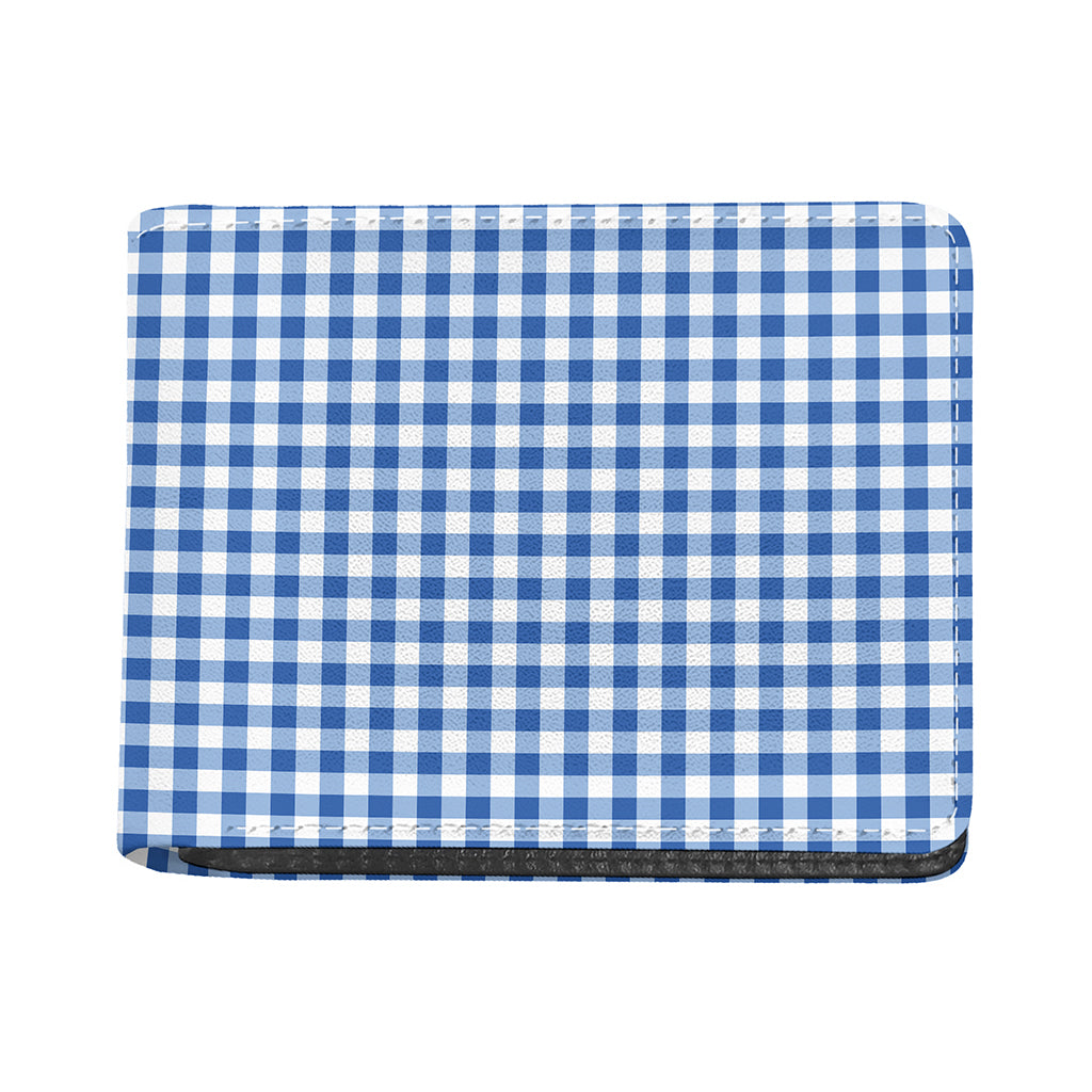 Sapphire Blue Check Pattern Print Bifold Wallet