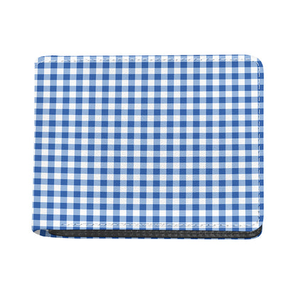 Sapphire Blue Check Pattern Print Bifold Wallet