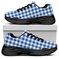 Sapphire Blue Check Pattern Print Black Chunky Shoes