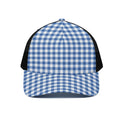 Sapphire Blue Check Pattern Print Black Mesh Trucker Hat