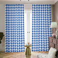 Sapphire Blue Check Pattern Print Dimout Pencil Pleat Curtains