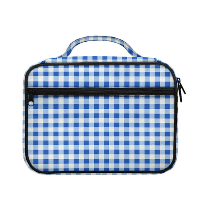 Sapphire Blue Check Pattern Print Briefcase Bible Bag