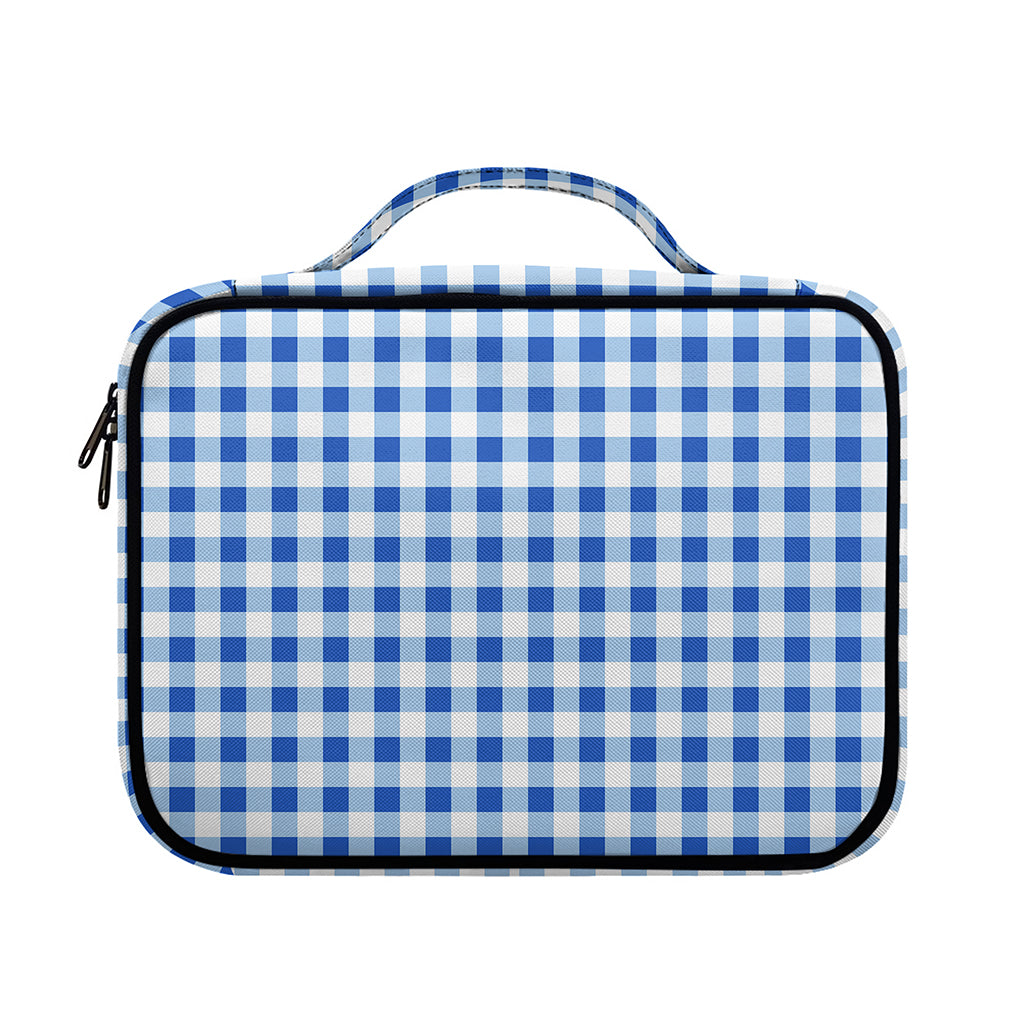 Sapphire Blue Check Pattern Print Briefcase Bible Bag