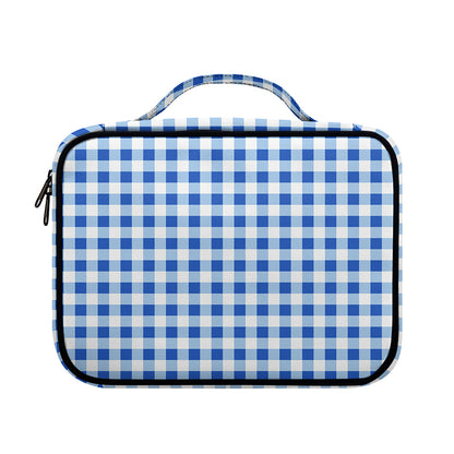 Sapphire Blue Check Pattern Print Briefcase Bible Bag