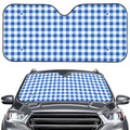 Sapphire Blue Check Pattern Print Car Windshield Sun Shade