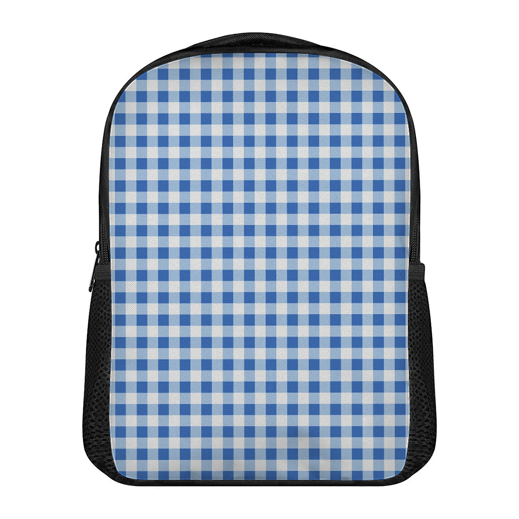 Sapphire Blue Check Pattern Print Casual Backpack