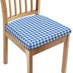 Sapphire Blue Check Pattern Print Chair Cushion Cover