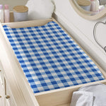 Sapphire Blue Check Pattern Print Changing Pad Cover