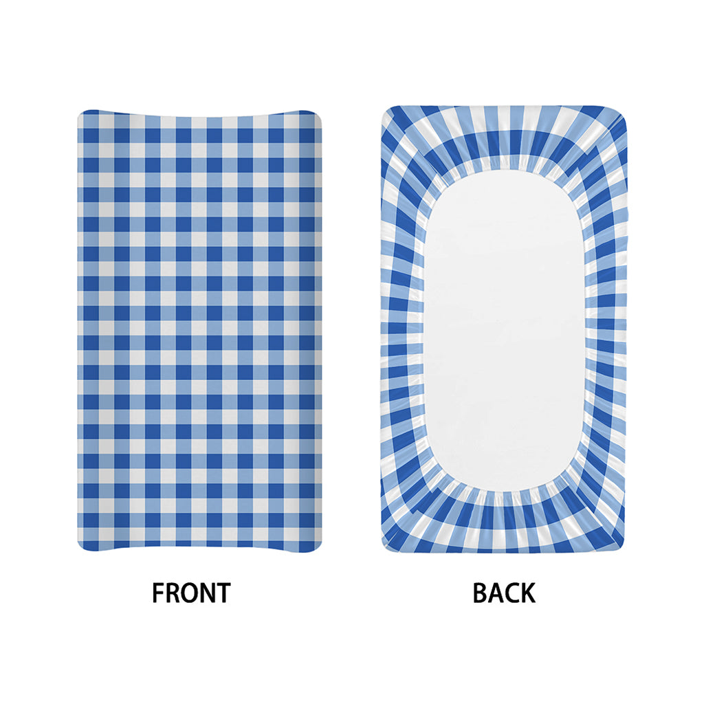 Sapphire Blue Check Pattern Print Changing Pad Cover